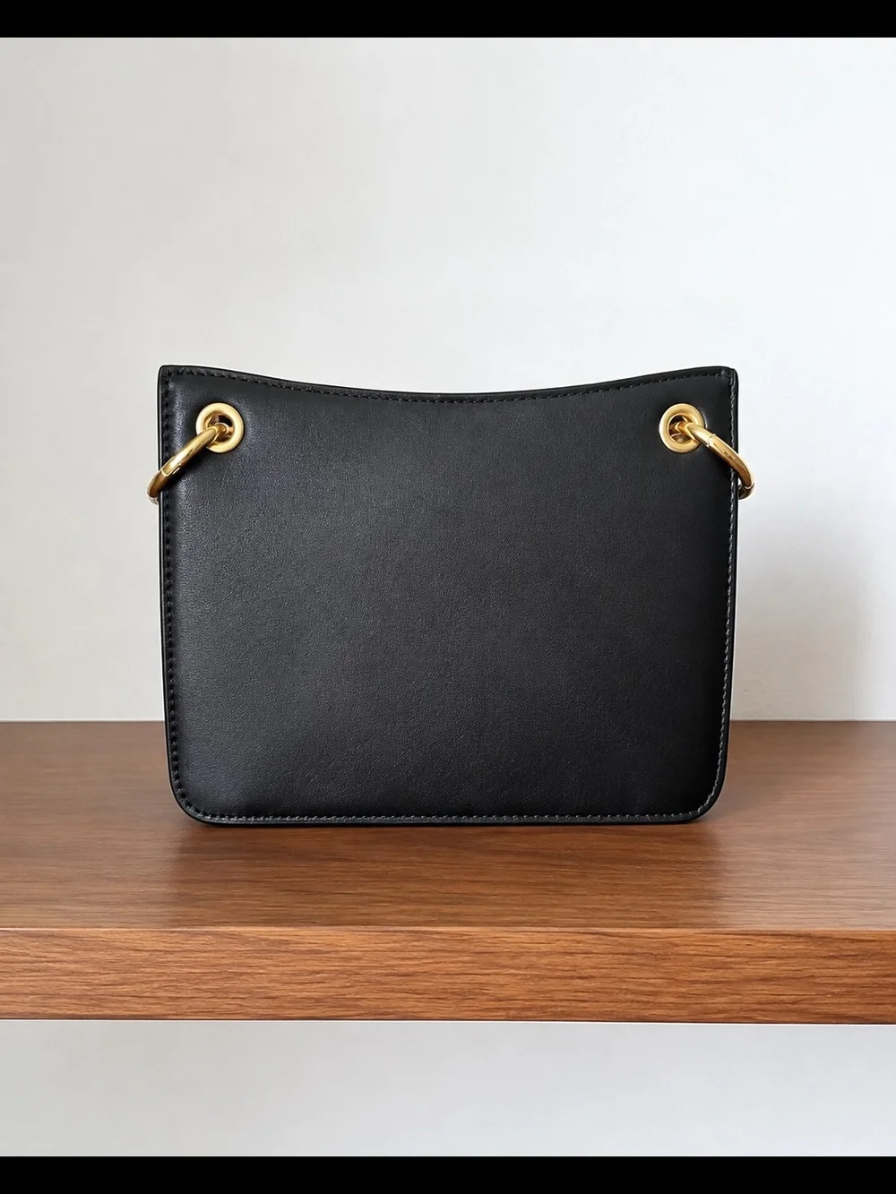 Compact Black Shoulder/Crossbody Bag with Gold Accent Hardware